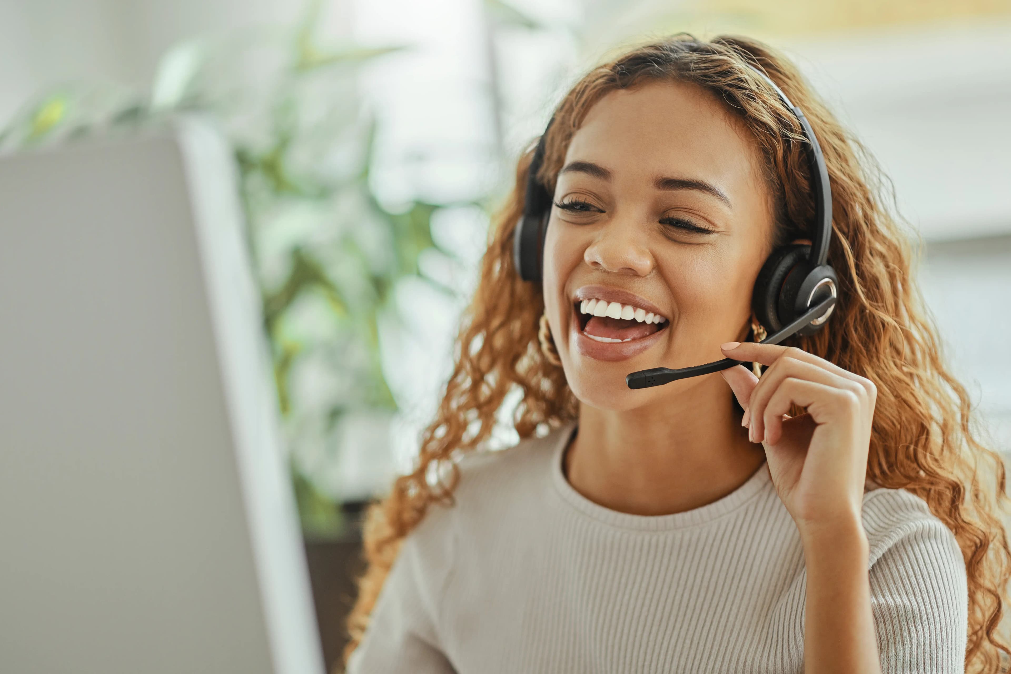 Customer service lady with headset